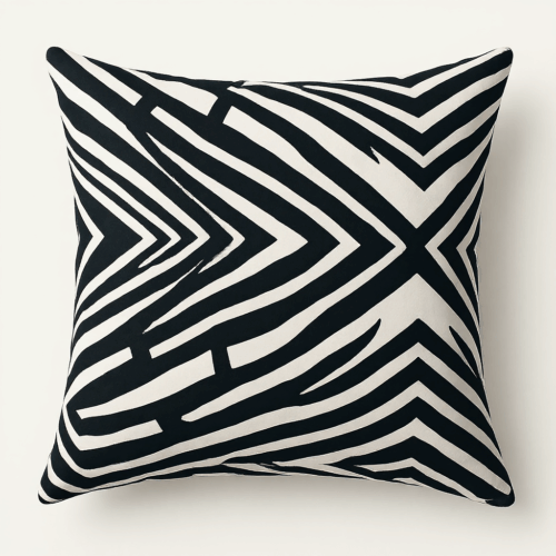 Monochrome Maze Black & White Throw Pillow
