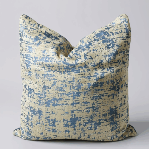 Textured Mist Gold & Blue Throw Pillow