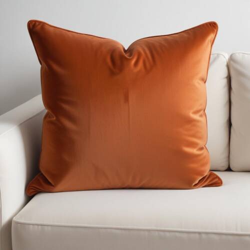 Rust-Colored Velvet Square Pillow